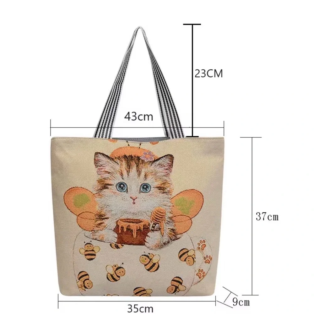 Floral Canvas Tote Bag - Blue and Pink
